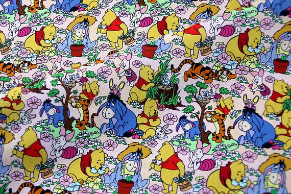 Winnie the Pooh Fabric Anime Cartoon Cotton Fabric by the Half