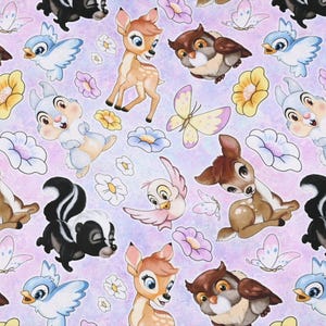 Tela de algodón de dibujos animados de Bambi de Disney por media yarda