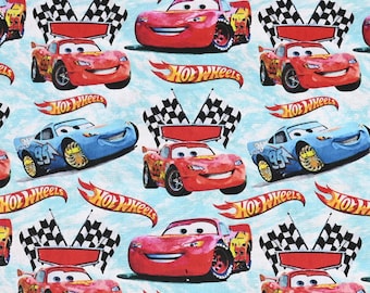 Disney Cars Fabric Lightning McQueen Fabric Cartoon Anime Cotton Fabric By The Half Yard