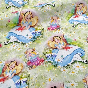 Disney Alice in Wonderland Fabric Cartoon Cotton Fabric By The Half Yard