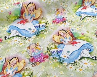 Disney Alice im Wunderland Stoff Cartoon Baumwolle Meterware