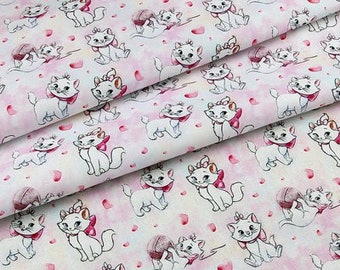 Marie Cat Stoff Aristocats Rosa Weißpelziger Kätzchen-Stoff Cartoon Anime Baumwollstoff Halbmeter
