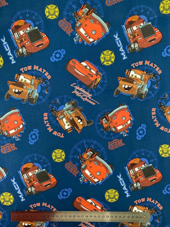 Disney's Cars Fabric Lightning Mcqueen Fabric Cartoon Etsy