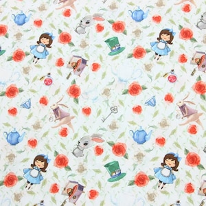Alice's Adventures in Wonderland Fabric Alice Dreamer Rabbit Bunny Fabric Cartoon Anime Cotton Fabric By The 45cm