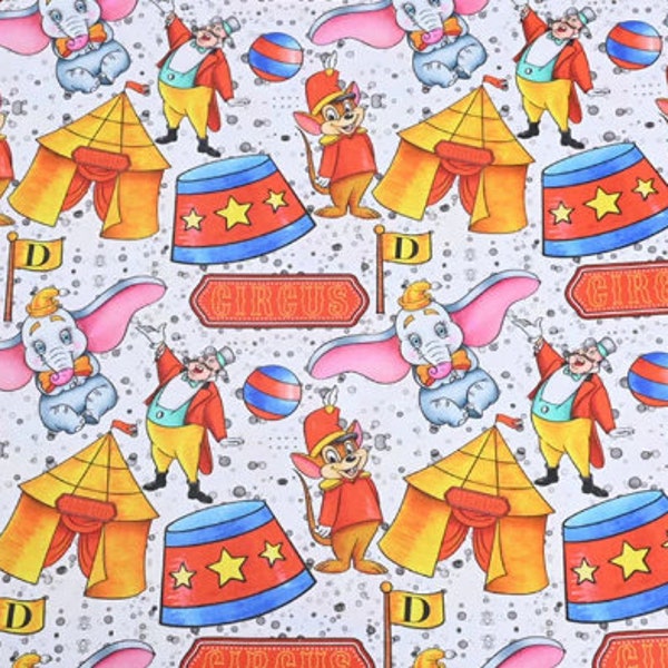 Disney Dumbo Fabric Flying Elephant Timothy Fabric Cartoon Anime Cotton Fabric By The 45cm