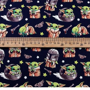 Baby Yoda Fabric Star Wars Fabric Cartoon Anime Cotton Fabric By The Half Meter