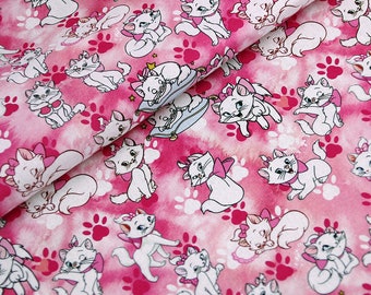 Marie chat tissu aristochats rose blanc-fourrure chaton tissu dessin animé Anime coton tissu par le demi-mètre