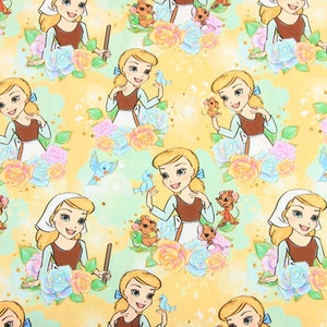 Cinderella Fabric Princess Cartoon Anime Cotton Fabric By The Half Yard
