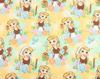 Tela de Cenicienta Princesa Dibujos Animados Anime Tela de Algodón Por Media Yarda