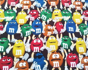 M&M's Fabric Multi-colored Chocolates Candy Fabric Cartoon Anime Cotton Fabric By The Half Meter