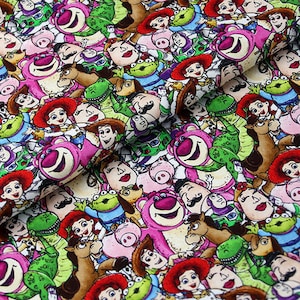 Toy Story Fabric Woody Buzz Lightyear Cartoon Mr.PotatoHead Rex Jessie Cartoon Anime Cotton Fabric By The Half Yard