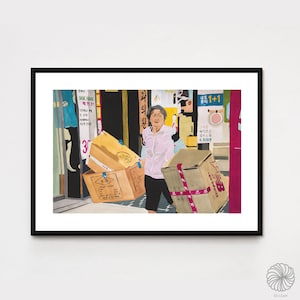 Waste paper Picker / South Korea Painting / Art print A3, A4, A5
