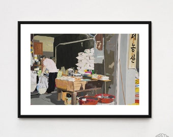 Mill / South Korea Painting / Art print A3, A4, A5