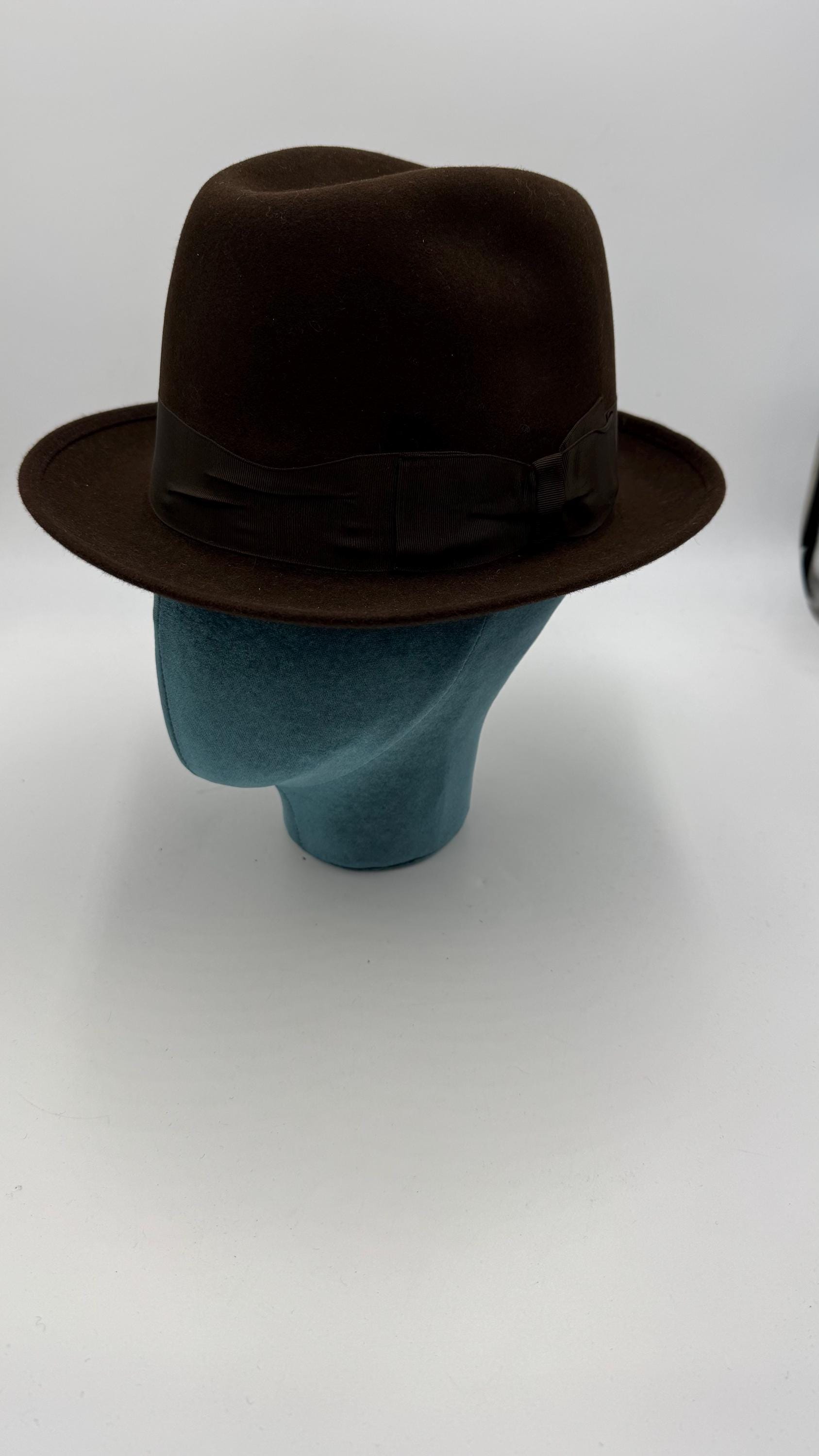 希少　50's Borsalino HAT ビンテージ Vintage Borsalino Hat Mens Fedora Homburg Italy Black Size M
