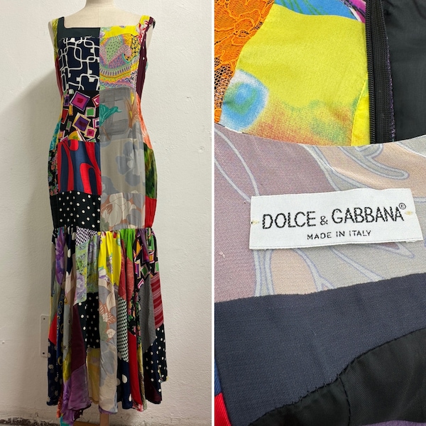 DOLCE E GABBANA, 1993 silk dress, patchwork