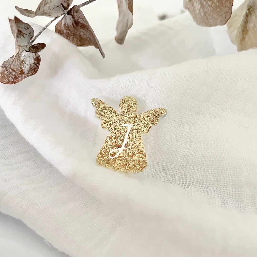 Broche Vintage Ange En étain Avec Cheveux Dorés, étoile Bleue Et Coeur Rouge - Marquée JJ