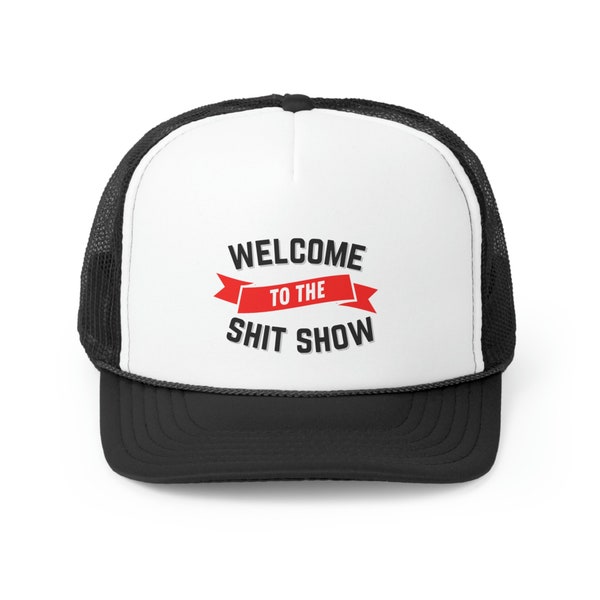 "Welcome To The Shit Show" Red Denim Baseball Hat - Adjustable Unisex Dad Hat, Washed Cotton