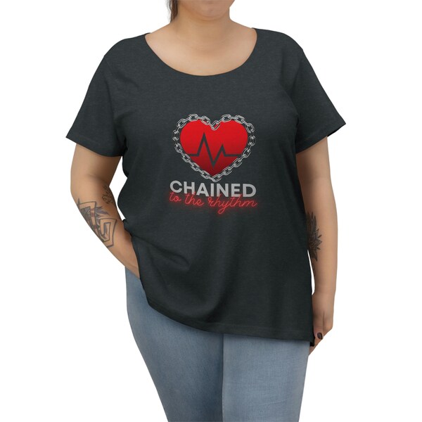 Chained to the Rhythm Heart Graphic Tee. CVICU Nurse Shirt. Women's Curvy Tee. CVICU Shirt. CVICU Nurse Gift.