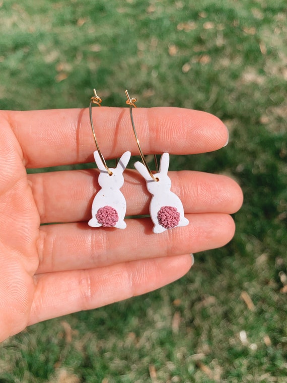 Easter Bunny Dangles Spring Collection Happy Lobes Clay Co Polymer Clay Earrings Easter Earrings Spring Earrings Hoops Etsy