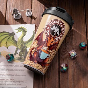 Dungeons and Dragons Tumbler, Personalized DND Coffee Cup, DND Gift, Dungeon Master Gift, Handmade RPG Gift,Perfect Gift for D&D Fans, Gifts