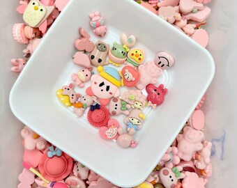 Różowe zawieszki do żywicy DIY mieszane, żywiczne kaboszony słodkie kawaii zawieszki decoden do etui na telefon, spinki do włosów, piękna dekoracja artystyczna