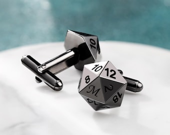 Personalized DND Cufflinks, D20 Cufflinks for DND Game Lovers, Dungeons and Dragons, DND Gift, Groomsmen Gifts, Wedding Gifts, Gifts for Him