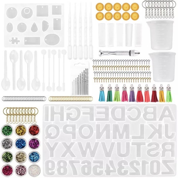 Epoxy Resin Starter Kit for Beginners, Resin Jewellery Kit, Silicone Mould  Kit 287PCS, Pendant Mold, Earring Mold, Glitters, Keychains, Cups 