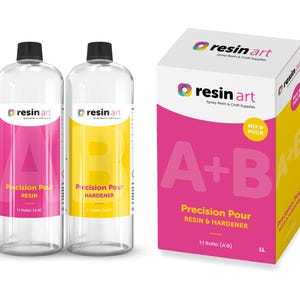 Resin Art® Crystal Clear Epoxy Resin Kit Odourless Bubble-Free Fast Curing Self Levelling VOC-Free 1:1 Ratio 1L High Gloss Epoxy Resin