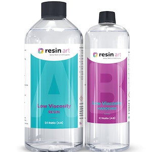 Resin Art® Low Viscosity Crystal Clear Epoxy Resin Kit 2:1 Ratio Odourless Bubble-Free Self Levelling VOC-Free High Gloss Epoxy Resin