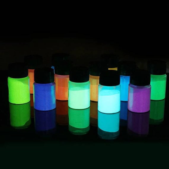 Glow in The Dark Pigment Powder, Phosphorescent Powder Neon Color Changing  Luminous Powder Set Pack of 24 for Epoxy Resin, Fine Arts, DIY Crafts, Nail