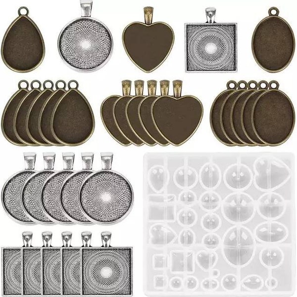 Bezel Pendant Mould, Jewellery Making Tool, Mould For Resin Necklace Casting, Resin Starter Kit, Jewelry Kit Beginners, Pendant Mould