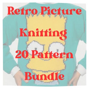 Bundle of 20 Vintage Character Sweater Intarsia Knitting Patterns PDF Instant Digital Download Files