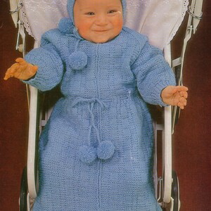 knitting pattern for baby sleeping bag - vintage - instant download