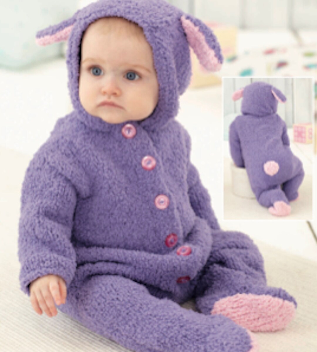 Knitting Pattern for Baby Bunny All in One Romper Suit - Etsy