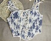 Vintage Orchids Corset Top, Bustier Top Vintage, Plus Size Corset, Y2K Cottagecore Corset, Renaissance Bodice Top, Victorian Corset Top