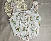 Vintage Roses Corset Top, Bustier Top Vintage, Plus Size Corset, Y2K Cottagecore Corset, Renaissance Bodice Top, Victorian Corset Top