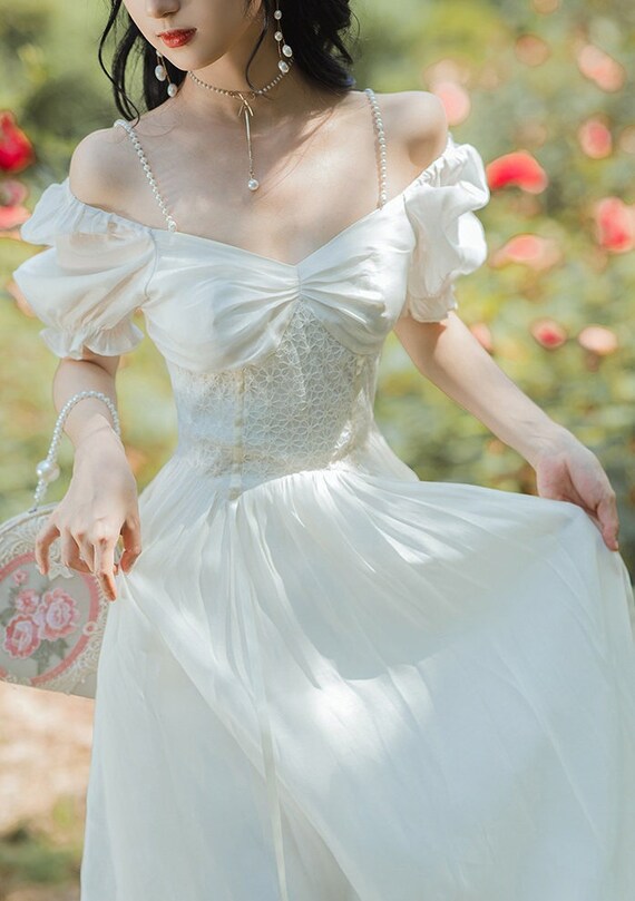 French Maxi Dress/ White Fairy Dress 