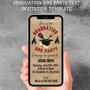 Graduation Party Invitation, Graduation BBQ Party Invite, Graduation Chill n Grill Party Invite, CANVA Template, Text Invitation, Evite
