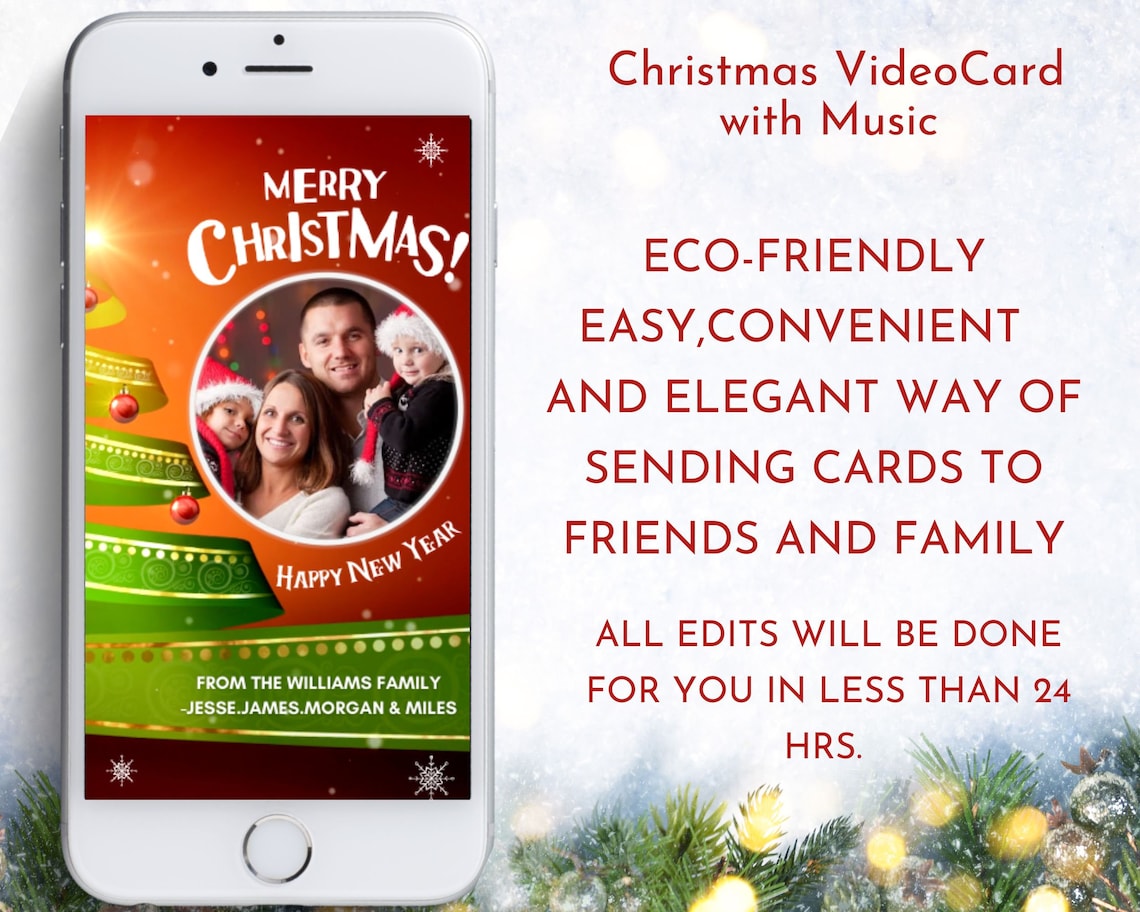 Digital Christmas Card Video Christmas Card Video Christmas Etsy