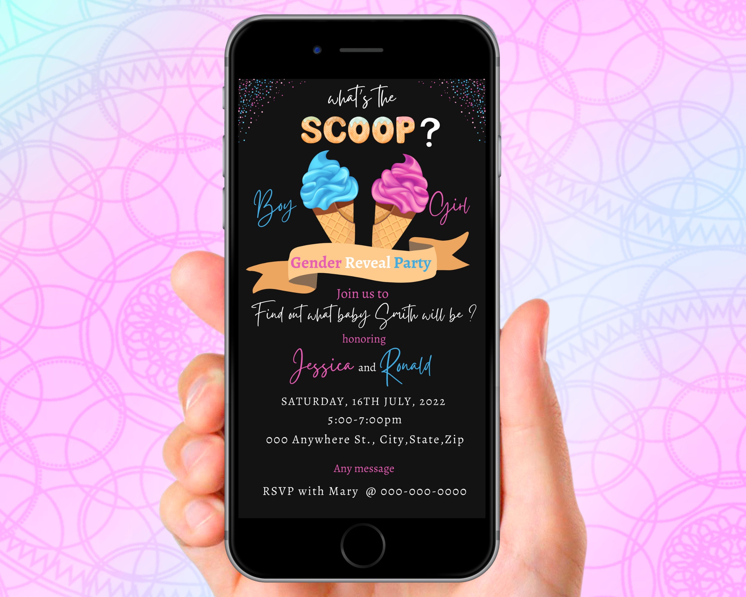 Digital Whats the scoop Gender Reveal Party Invite Digital Ice cream gender reveal party text invitation gender reveal evite