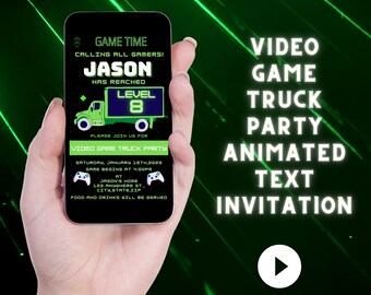 Game Truck Birthday Party Animated Invitation Video Gaming Truck Birthday Party Invitation Gaming Truck Invite, Gamer Birthday Invitation