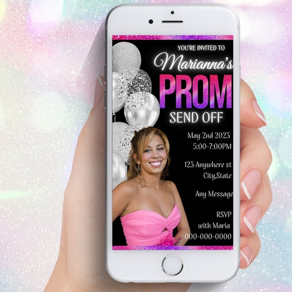 PROM Send off Invite Text, Prom Night Send off Party Text Invite, Digital Prom Night party invite,Graduation Night Invite, Textable Invite