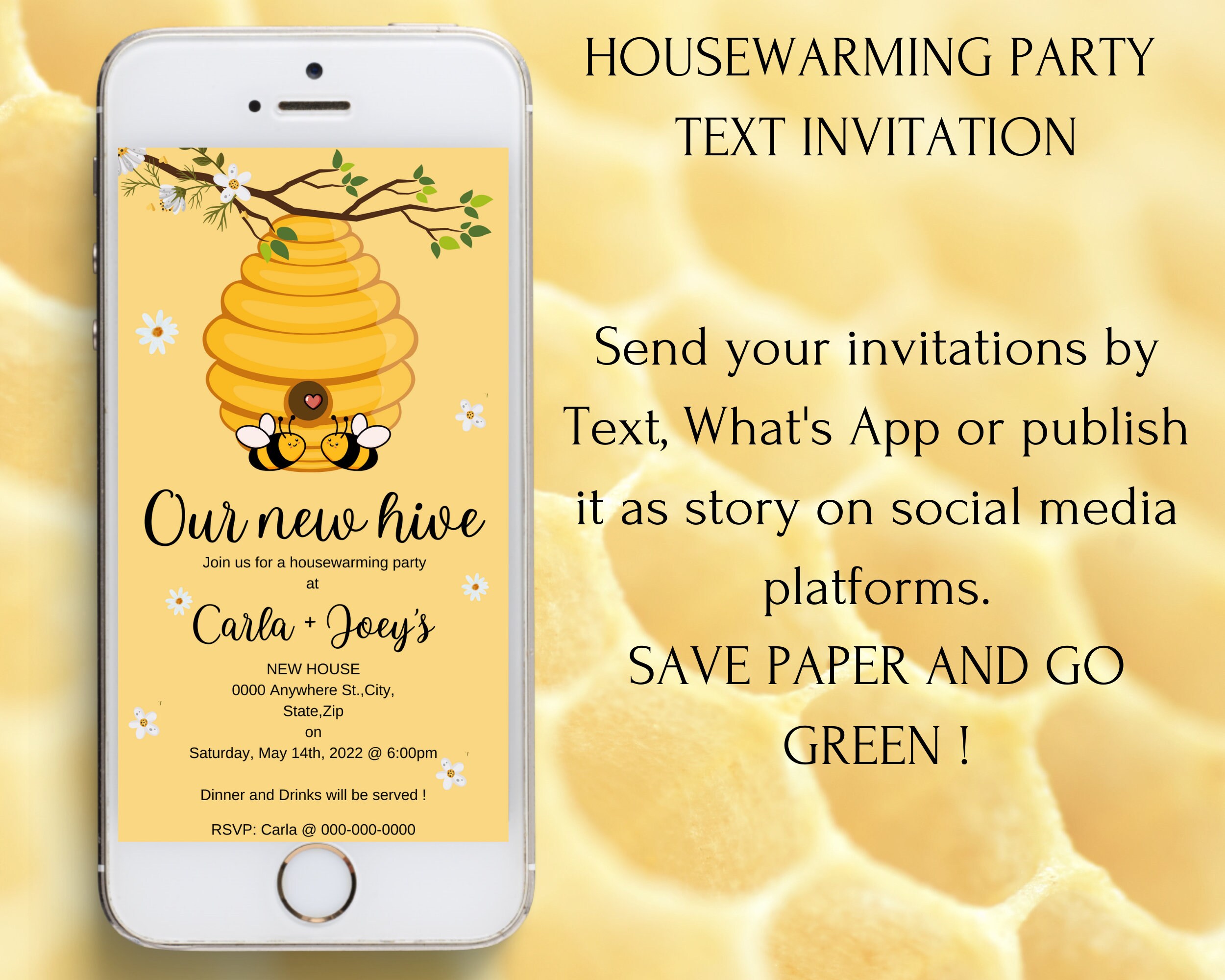 Housewarming Invitation Our New Hive Party Invite Mobile Etsy