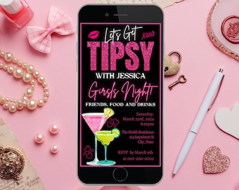 Invitación editable para una noche de chicas, noche de chicas, despedida de soltera, cumpleaños, fiesta de cócteles, invitación para emborracharnos