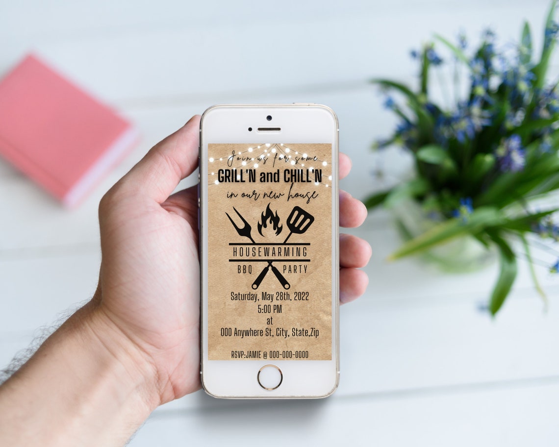 Housewarming BBQ Invitation Grill and Chill Backyard BBQ Etsy