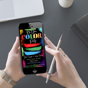 Color Party Invitation, Editable Template Online, Rainbow Party ...