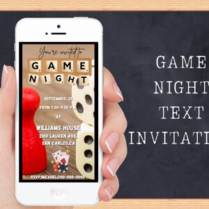 Game Night Invite, Game Night Text Invitation,Game Night Evite, Editable Invite