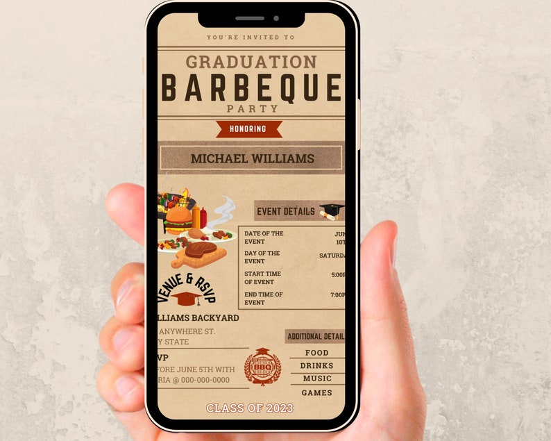 BBQ Graduation Party Invite Menu Style Graduation BBQ Invite Etsy