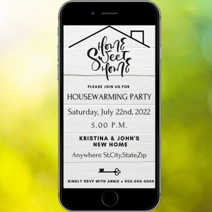 Housewarming Invitation, New Home Party Invite, Mobile Invitation, Editable Housewarming Invite ,Electronic Digital House Warming Invite