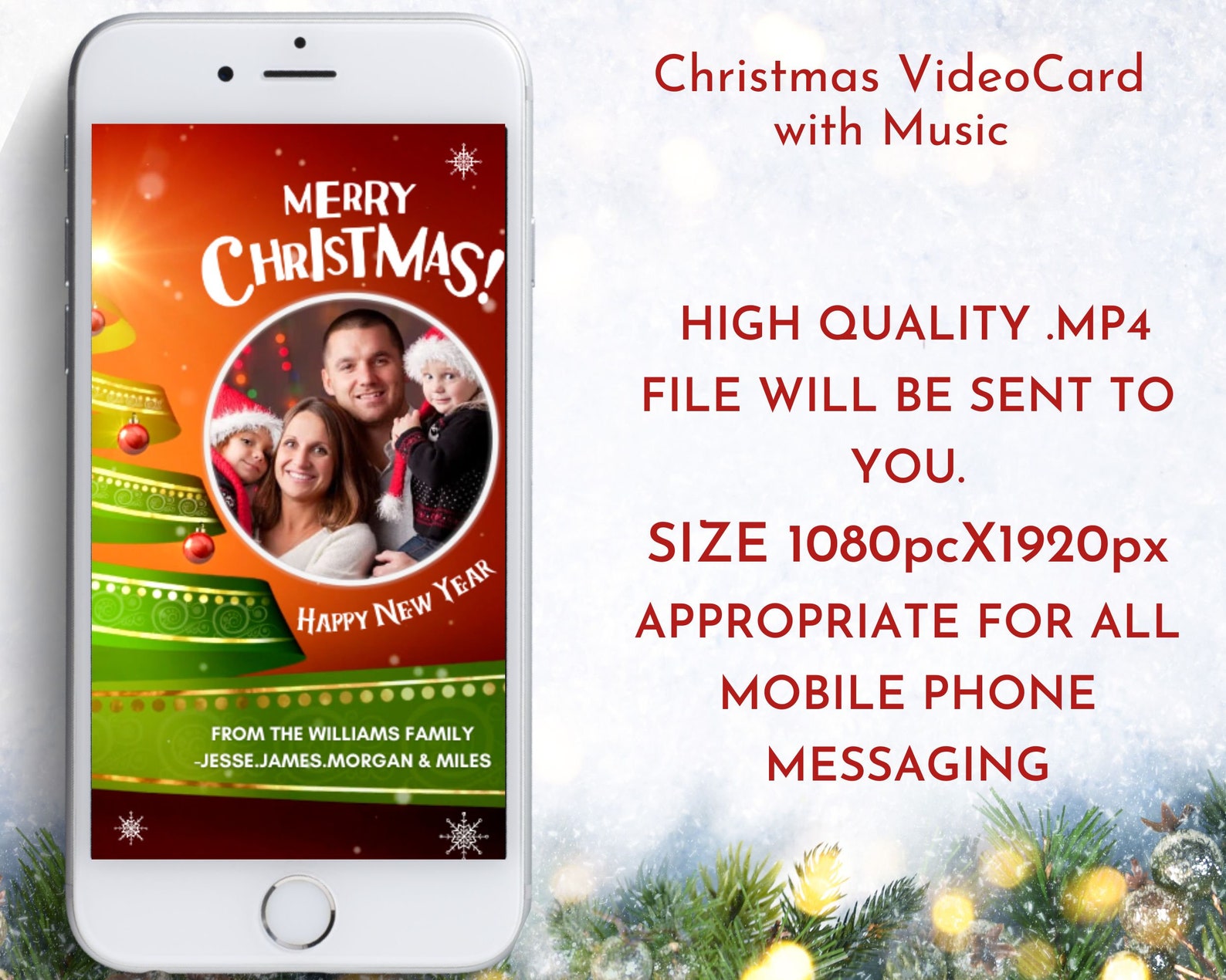 Digital Christmas Card Video Christmas Card Video Christmas Etsy